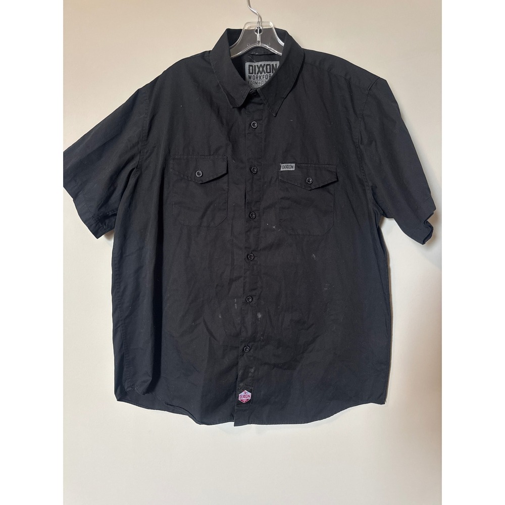 Dixxon Workforce Mens XL Black Short Sleeve Button Up Work Shirt D-Tech Blend